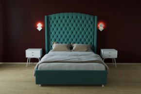 Кровать Берлин ЛЮКС с ПМ 2000 (велюр бирюзовый) в Асбесте - asbest.ok-mebel.com | фото 2