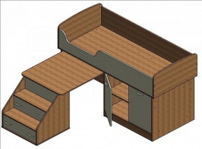 Кровать-чердак "Дюймовочка-2" Дуб молочный/орех в Асбесте - asbest.ok-mebel.com | фото 2