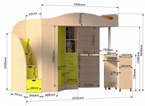 Кровать-чердак Юниор 4 (800*1900) в Асбесте - asbest.ok-mebel.com | фото 3