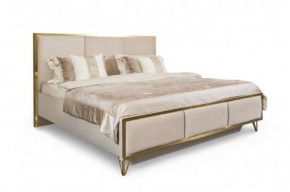 Кровать Lara 1600 с мягким изголовьем + основание (бежевый глянец) в Асбесте - asbest.ok-mebel.com | фото 1