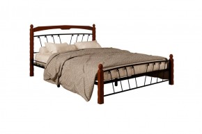 Кровать "Муза 1" КМД10 Черная (1600*2000) (ножки-махагон) с коваными изделиями в Асбесте - asbest.ok-mebel.com | фото