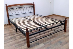 Кровать "Муза 1" КМД10 Черная (1600*2000) (ножки-махагон) с коваными изделиями в Асбесте - asbest.ok-mebel.com | фото 2