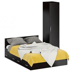 Кровать с ящиками 1400 + Пенал Стандарт, цвет венге, ШхГхВ 143,5х203,5х70 + 45х52х200 см., сп.м. 1400х2000 мм., без матраса, основание есть в Асбесте - asbest.ok-mebel.com | фото