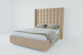 Кровать Венеция ЛЮКС с ПМ 1400 (велюр светло-серый) в Асбесте - asbest.ok-mebel.com | фото 2