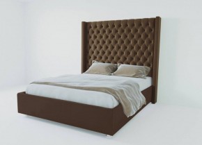 Кровать Версаль ЛЮКС с ПМ 2000 (экокожа коричневая) в Асбесте - asbest.ok-mebel.com | фото