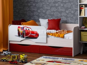 Кровать Юниор-12 с фотопеч. "Тачки" в Асбесте - asbest.ok-mebel.com | фото