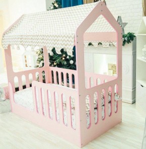 Кровать-домик без ящика 800*1600 (Розовый) в Асбесте - asbest.ok-mebel.com | фото