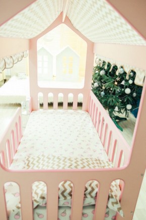Кровать-домик без ящика 800*1600 (Розовый) в Асбесте - asbest.ok-mebel.com | фото 3