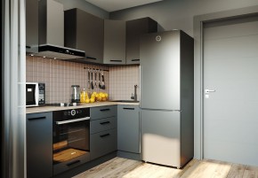 Кухня угловая Антрацит 2200х1000 (Стол. 38мм) в Асбесте - asbest.ok-mebel.com | фото