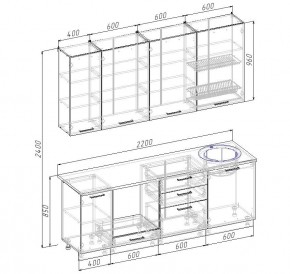 Кухонный гарнитур Шимо 2200 h950 (Стол. 38мм) в Асбесте - asbest.ok-mebel.com | фото 2