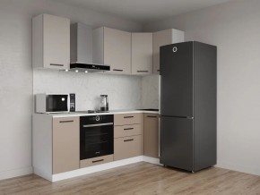 Кухонный гарнитур угловой Каппучино 2200*1000 (Стол. 38мм) в Асбесте - asbest.ok-mebel.com | фото