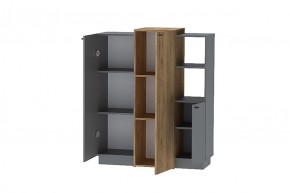 Квадро К-3 Комод 2дв (ЛДСП Графит/дуб крафт золотой) в Асбесте - asbest.ok-mebel.com | фото 2