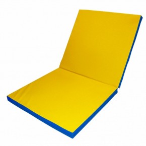 Мат гимнастический 2х1х0,1м складной цв. синий-желтый в Асбесте - asbest.ok-mebel.com | фото