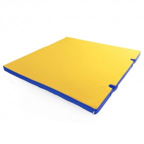 Мат гимнастический 1х1х0,08м с вырезом под стойки цв. синий-желтый в Асбесте - asbest.ok-mebel.com | фото 1