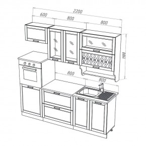 МИЛАНО Кухонный гарнитур 2,2 м Компоновка №3 (Орех) в Асбесте - asbest.ok-mebel.com | фото 2