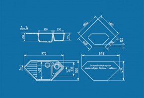 Мойка кухонная ULGRAN U-409 (970*500) в Асбесте - asbest.ok-mebel.com | фото 2