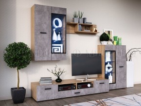 Нэнси New Шкаф-стекло исп.2 (ЛДСП) Бетон светлый/Сонома в Асбесте - asbest.ok-mebel.com | фото 3