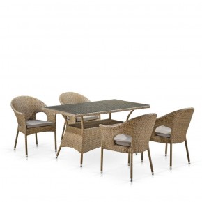 Обеденный комплект плетеной мебели T198B/Y79B-W56 Light Brown (4+1) в Асбесте - asbest.ok-mebel.com | фото
