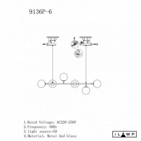 Подвесная люстра iLamp Golden 9136P/6 BK-WH в Асбесте - asbest.ok-mebel.com | фото 3