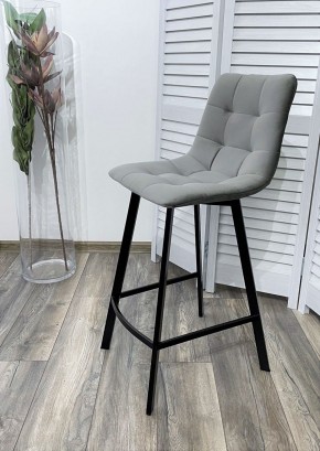 Полубарный стул CHILLI-QB SQUARE светло-серый #26, велюр / черный каркас (H=66cm) М-City в Асбесте - asbest.ok-mebel.com | фото 2