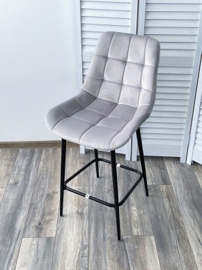 Полубарный стул ХОФМАН, цвет H-09 Светло-серый, велюр / черный каркас H=63cm М-City в Асбесте - asbest.ok-mebel.com | фото 4