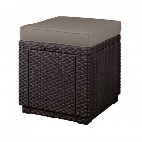 Пуфик Куб с подушкой (Cube with cushion) коричневый - серо-бежевый* в Асбесте - asbest.ok-mebel.com | фото