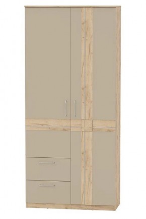 Шкаф 2-х дверный с ящиками ПРЕЗЕНТ 4-4819 (Дуб Крафт Золотой/Капучино/Дуб Мадейра) в Асбесте - asbest.ok-mebel.com | фото