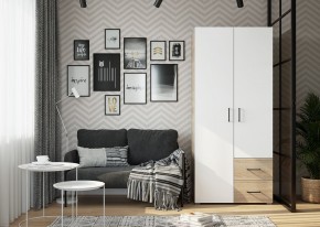 Шкаф 2-х створчатый с ящиками VICTOR (Сонома-Белый) в Асбесте - asbest.ok-mebel.com | фото 3