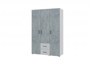 Шкаф 3-х створчатый с ящиками VICTOR (Белый-Бетон) в Асбесте - asbest.ok-mebel.com | фото