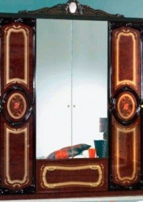 Шкаф 4-х дверный с зеркалами (01.144) Роза (могано) в Асбесте - asbest.ok-mebel.com | фото