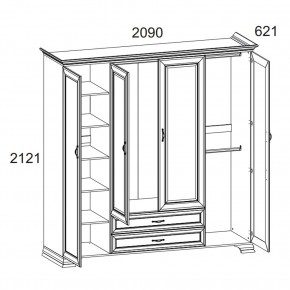 Шкаф 4D2S Z, TIFFANY, цвет вудлайн кремовый в Асбесте - asbest.ok-mebel.com | фото