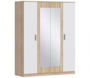 Шкаф 4х дверный с зеркалами Уют СБ-2750/1 (Дуб Сонома/Белый) в Асбесте - asbest.ok-mebel.com | фото