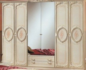 Шкаф 6-и дверный с зеркалами (01.146) Роза (беж) в Асбесте - asbest.ok-mebel.com | фото