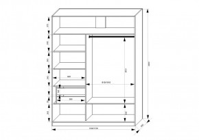 Шкаф-купе 1500 серии NEW CLASSIC K2+K2+B2+PL2(2 ящика+1 штанга+1 полка) профиль «Капучино» в Асбесте - asbest.ok-mebel.com | фото 3