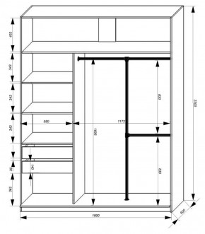 Шкаф-купе 1800 серии SOFT D8+D2+B2+PL4 (2 ящика+F обр.штанга) профиль «Графит» в Асбесте - asbest.ok-mebel.com | фото 3