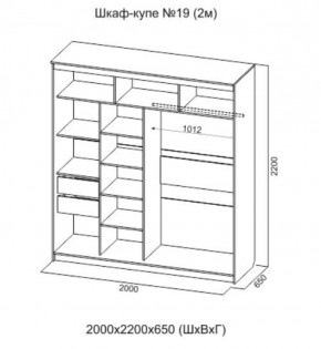 Шкаф-купе №19 Серия 3 Квадро (2000) Ясень Анкор светлый в Асбесте - asbest.ok-mebel.com | фото 4