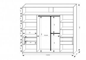 Шкаф-купе 2150 серии NEW CLASSIC K4+K4+K4+B22+PL4(по 2 ящика лев/прав+F обр.штанга) профиль «Капучино» в Асбесте - asbest.ok-mebel.com | фото 3