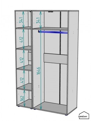 Шкаф Linnea MHR-3-1 2050х1200х510 (ДВ-М 11.1.25) в Асбесте - asbest.ok-mebel.com | фото 3