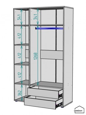 Шкаф Linnea MHR-3PO-2 2050х1200х510 (Белый-М 11.1.2) в Асбесте - asbest.ok-mebel.com | фото 3