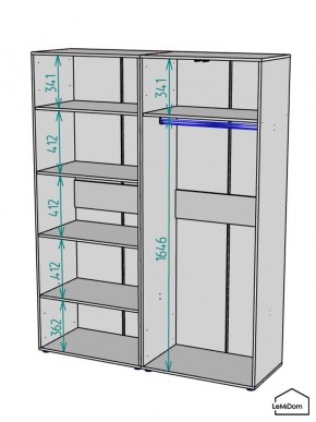Шкаф Linnea MHR-4-1 2050х1600х510 (Графит-М 11.1.25) в Асбесте - asbest.ok-mebel.com | фото 3