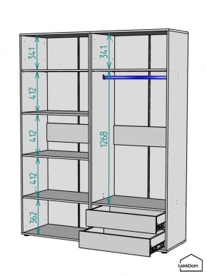 Шкаф Linnea MHR-4-2 2050х1600х510 (ДВ-М 11.1.25) в Асбесте - asbest.ok-mebel.com | фото 3
