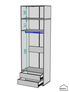 Шкаф с антресолью Linnea MHR-2A-3 2450х800х510 (Графит-М 11.1.25) в Асбесте - asbest.ok-mebel.com | фото 3