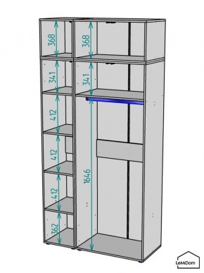 Шкаф с антресолью Linnea MHR-3A-1 2450х1200х510 (Графит-М 11.1.25) в Асбесте - asbest.ok-mebel.com | фото 3