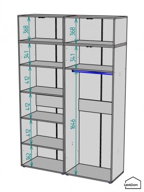 Шкаф с антресолью Linnea MHR-4A-1 2450х1600х510 (Графит-М 11.1.25) в Асбесте - asbest.ok-mebel.com | фото 3