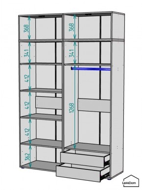 Шкаф с антресолью Linnea MHR-4A-2 2450х1600х510 (ДВ-М 11.1.25) в Асбесте - asbest.ok-mebel.com | фото 3