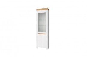 Шкаф с витриной  1V1D, TAURUS, цвет белый/дуб вотан в Асбесте - asbest.ok-mebel.com | фото 1
