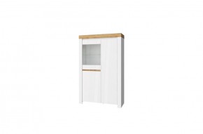 Шкаф с витриной 1V2D, TAURUS, цвет белый/дуб вотан в Асбесте - asbest.ok-mebel.com | фото