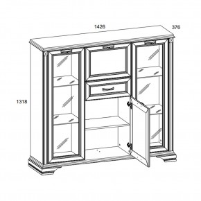 Шкаф с витриной 2V2D1S, MONAKO, цвет Сосна винтаж/дуб анкона в Асбесте - asbest.ok-mebel.com | фото 2