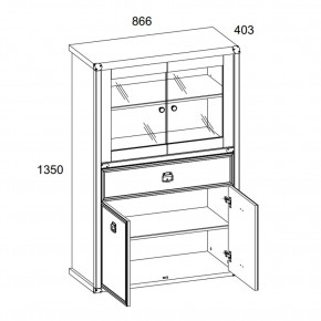 Шкаф с витриной 2V2D1SL, MAGELLAN, цвет Сосна винтаж в Асбесте - asbest.ok-mebel.com | фото 3