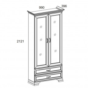 Шкаф с витриной 2V2S, TIFFANY, цвет вудлайн кремовый в Асбесте - asbest.ok-mebel.com | фото 2
